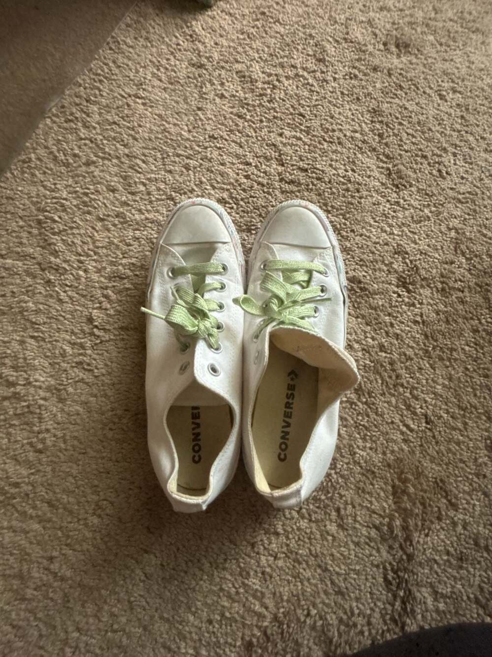 Converse All Star Low Top Floral Print White Canvas Sneakers Women's Size 9